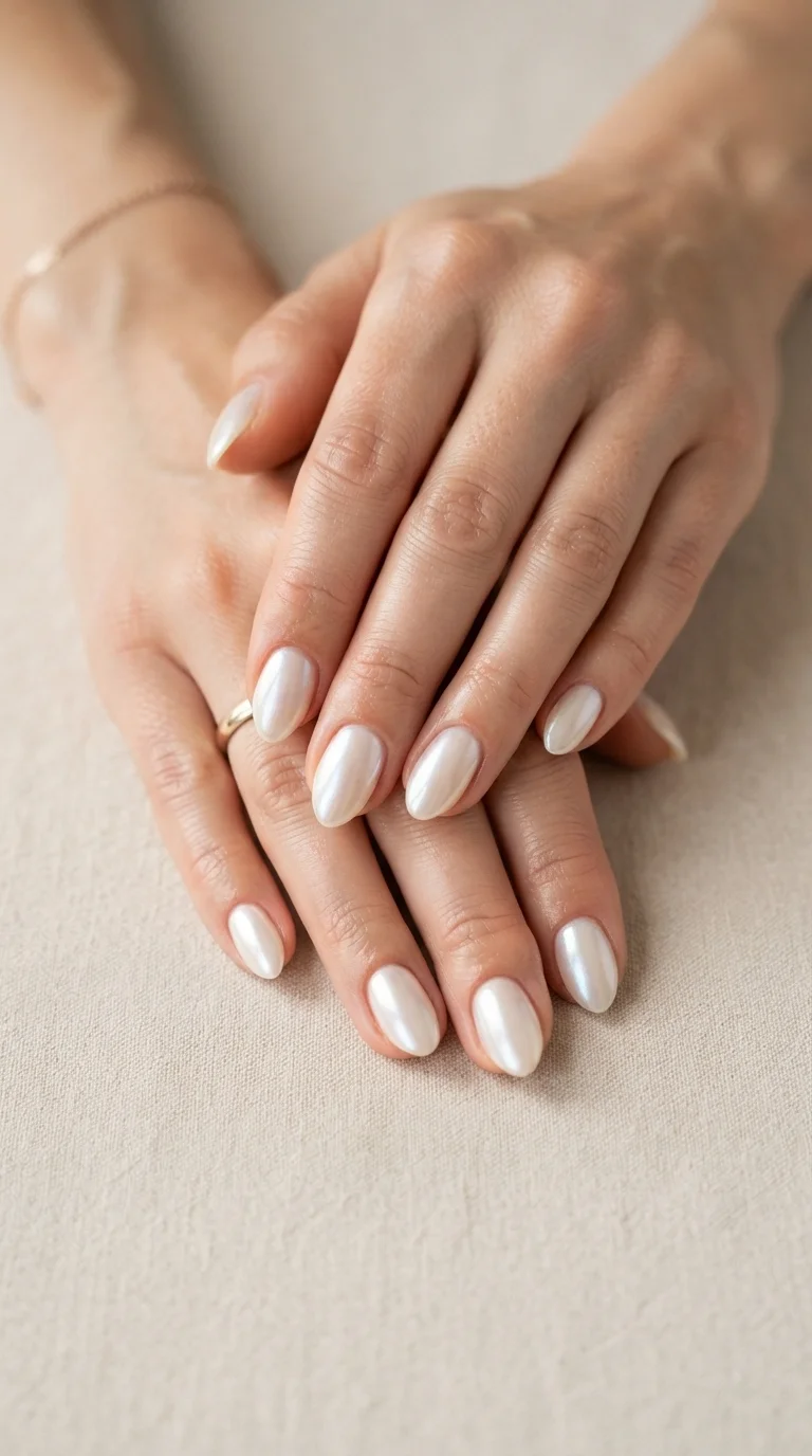 Sheer Shimmer Pearl Nails