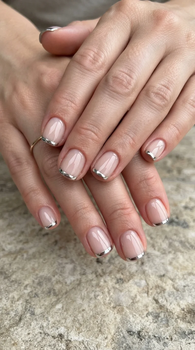 Silver Chrome Micro French Tips