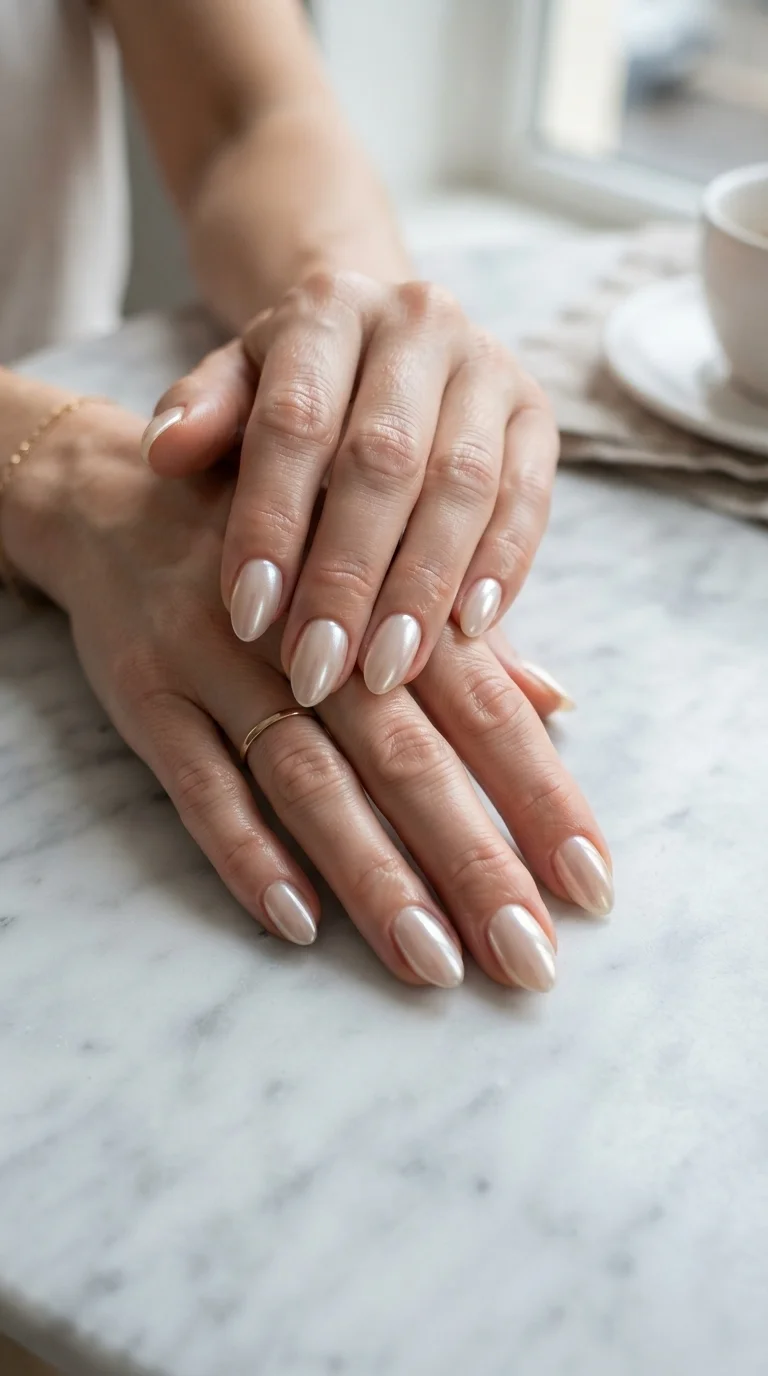 Soft Champagne Glazed Almond Nails