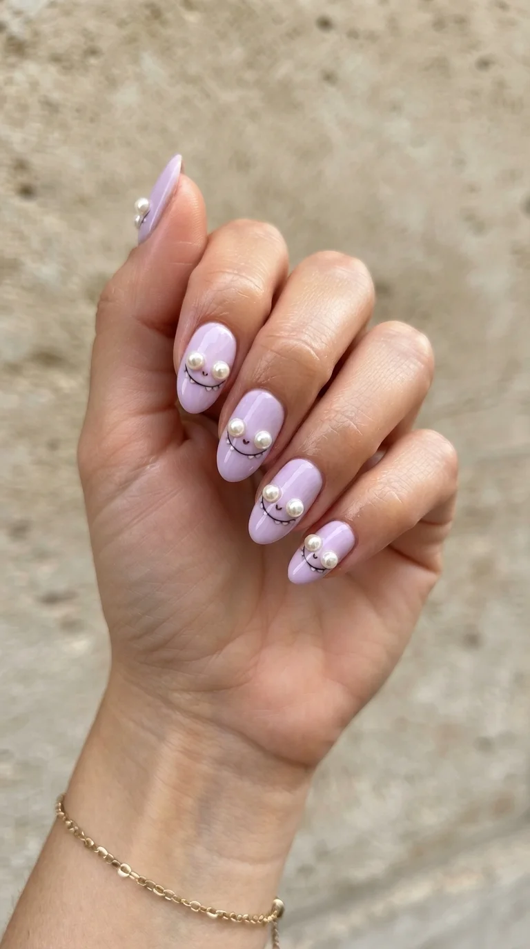 Soft Lavender Base With Pearl Accents