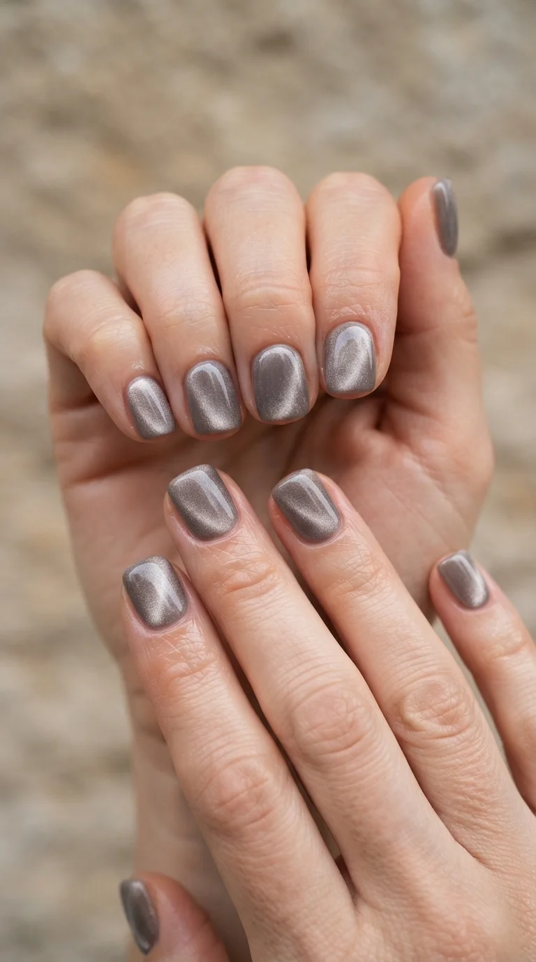 Taupe Velvet Finish Square Nails