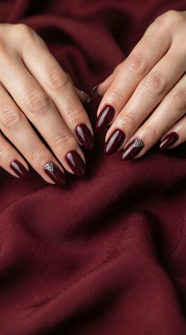 Vampy Burgundy with Silver Charms