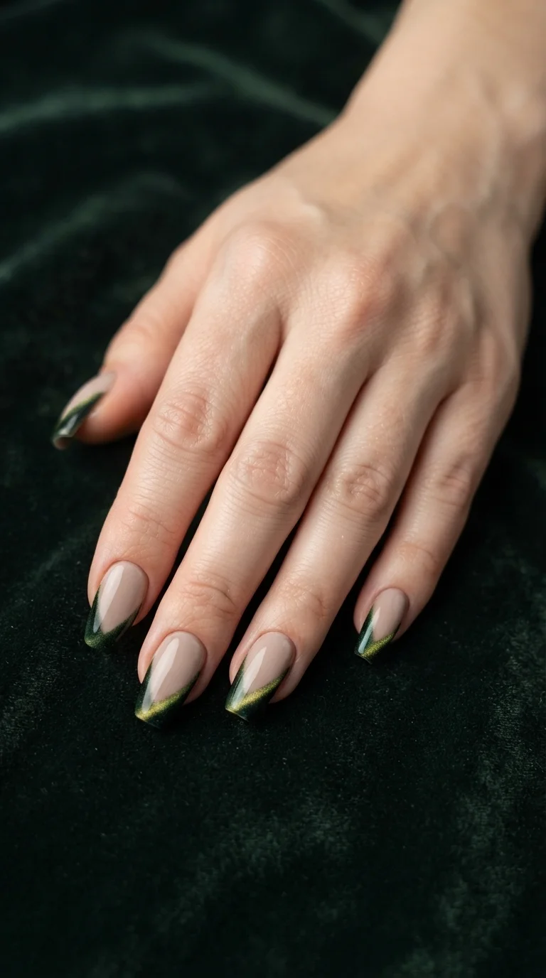 Velvet Forest Green Slanted Tips
