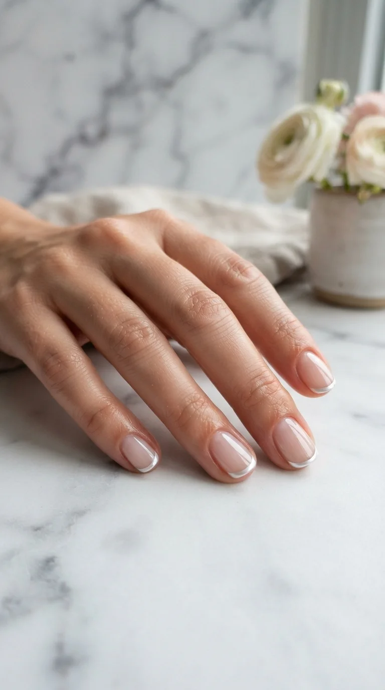 White Chrome Micro French Tips